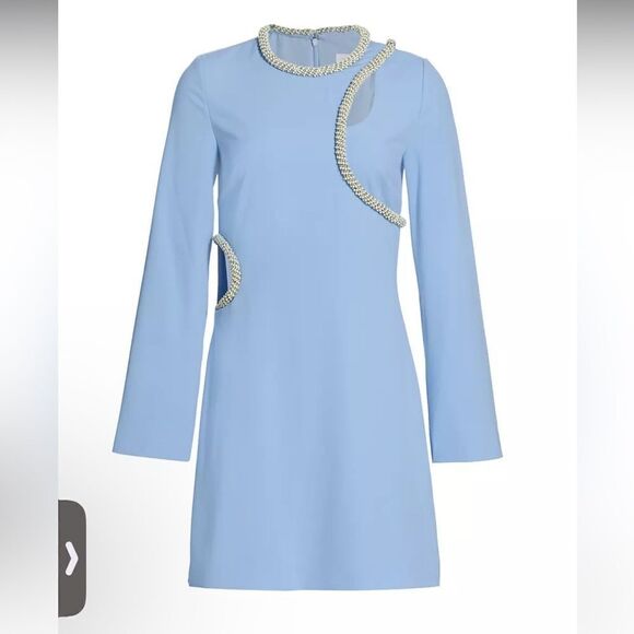 NWT SIMKHAI Katharine Embroidery Cut-out Mini Dress French Blue Size 4 - Picture 12 of 16